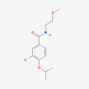 molecular formula C13H18BrNO3 B495526 3-bromo-4-isopropoxy-N-(2-methoxyethyl)benzamide 