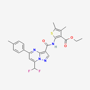 molecular formula C24H22F2N4O3S B4955265 ethyl 2-({[7-(difluoromethyl)-5-(4-methylphenyl)pyrazolo[1,5-a]pyrimidin-3-yl]carbonyl}amino)-4,5-dimethyl-3-thiophenecarboxylate 