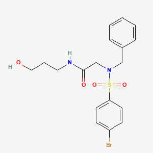 molecular formula C18H21BrN2O4S B4955295 N~2~-benzyl-N~2~-[(4-bromophenyl)sulfonyl]-N~1~-(3-hydroxypropyl)glycinamide 