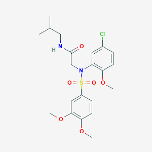 molecular formula C21H27ClN2O6S B4955298 N~2~-(5-chloro-2-methoxyphenyl)-N~2~-[(3,4-dimethoxyphenyl)sulfonyl]-N~1~-isobutylglycinamide 