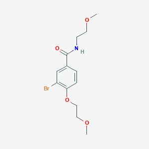 molecular formula C13H18BrNO4 B495534 3-bromo-4-(2-methoxyethoxy)-N-(2-methoxyethyl)benzamide 