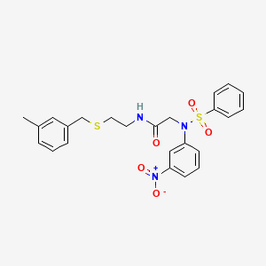 molecular formula C24H25N3O5S2 B4955370 N~1~-{2-[(3-methylbenzyl)thio]ethyl}-N~2~-(3-nitrophenyl)-N~2~-(phenylsulfonyl)glycinamide 