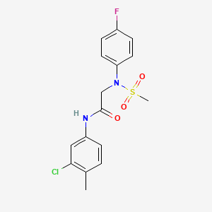 molecular formula C16H16ClFN2O3S B4955391 N~1~-(3-chloro-4-methylphenyl)-N~2~-(4-fluorophenyl)-N~2~-(methylsulfonyl)glycinamide 