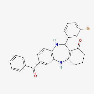 molecular formula C26H21BrN2O2 B4955434 7-benzoyl-11-(3-bromophenyl)-2,3,4,5,10,11-hexahydro-1H-dibenzo[b,e][1,4]diazepin-1-one 
