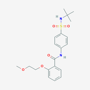 molecular formula C20H26N2O5S B495546 N-{4-[(tert-butylamino)sulfonyl]phenyl}-2-(2-methoxyethoxy)benzamide 