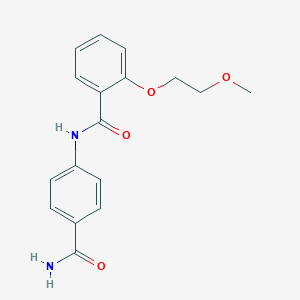 molecular formula C17H18N2O4 B495547 N-(4-carbamoylphenyl)-2-(2-methoxyethoxy)benzamide 