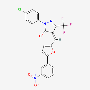 molecular formula C21H11ClF3N3O4 B4955529 2-(4-chlorophenyl)-4-{[5-(3-nitrophenyl)-2-furyl]methylene}-5-(trifluoromethyl)-2,4-dihydro-3H-pyrazol-3-one 