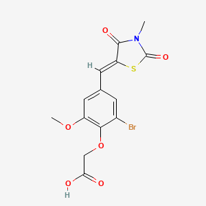 molecular formula C14H12BrNO6S B4955585 {2-bromo-6-methoxy-4-[(3-methyl-2,4-dioxo-1,3-thiazolidin-5-ylidene)methyl]phenoxy}acetic acid 