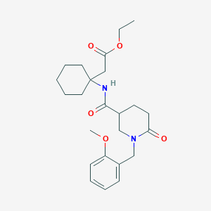 molecular formula C24H34N2O5 B4955661 ethyl [1-({[1-(2-methoxybenzyl)-6-oxo-3-piperidinyl]carbonyl}amino)cyclohexyl]acetate 