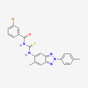 molecular formula C22H18BrN5OS B4955703 3-bromo-N-({[6-methyl-2-(4-methylphenyl)-2H-1,2,3-benzotriazol-5-yl]amino}carbonothioyl)benzamide 