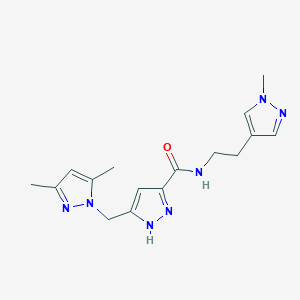 molecular formula C16H21N7O B4955705 5-[(3,5-dimethyl-1H-pyrazol-1-yl)methyl]-N-[2-(1-methyl-1H-pyrazol-4-yl)ethyl]-1H-pyrazole-3-carboxamide 