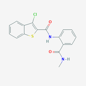 molecular formula C17H13ClN2O2S B495573 3-chloro-N-{2-[(methylamino)carbonyl]phenyl}-1-benzothiophene-2-carboxamide 