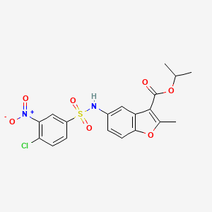 molecular formula C19H17ClN2O7S B4955740 isopropyl 5-{[(4-chloro-3-nitrophenyl)sulfonyl]amino}-2-methyl-1-benzofuran-3-carboxylate 