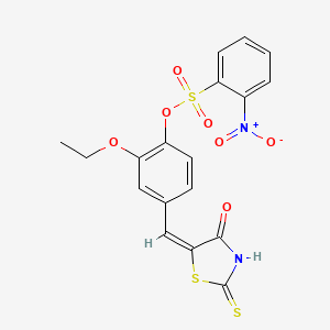 2-ethoxy-4-[(4-oxo-2-thioxo-1,3-thiazolidin-5-ylidene)methyl]phenyl 2-nitrobenzenesulfonate