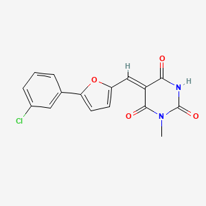 molecular formula C16H11ClN2O4 B4955818 5-{[5-(3-chlorophenyl)-2-furyl]methylene}-1-methyl-2,4,6(1H,3H,5H)-pyrimidinetrione 