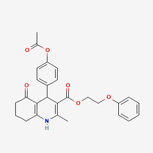 molecular formula C27H27NO6 B4955827 2-phenoxyethyl 4-[4-(acetyloxy)phenyl]-2-methyl-5-oxo-1,4,5,6,7,8-hexahydro-3-quinolinecarboxylate 