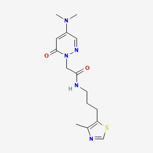 molecular formula C15H21N5O2S B4955830 2-[4-(dimethylamino)-6-oxo-1(6H)-pyridazinyl]-N-[3-(4-methyl-1,3-thiazol-5-yl)propyl]acetamide 