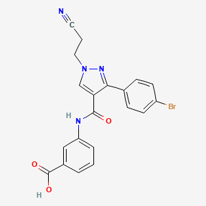 molecular formula C20H15BrN4O3 B4955857 3-({[3-(4-bromophenyl)-1-(2-cyanoethyl)-1H-pyrazol-4-yl]carbonyl}amino)benzoic acid 