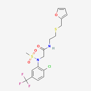 molecular formula C17H18ClF3N2O4S2 B4955882 N~2~-[2-chloro-5-(trifluoromethyl)phenyl]-N~1~-{2-[(2-furylmethyl)thio]ethyl}-N~2~-(methylsulfonyl)glycinamide 