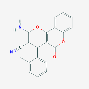 molecular formula C20H14N2O3 B4955889 2-氨基-4-(2-甲基苯基)-5-氧代-4H,5H-吡喃并[3,2-c]色烯-3-腈 