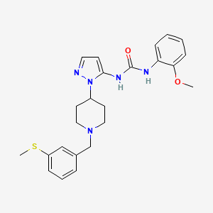 molecular formula C24H29N5O2S B4955893 N-(2-methoxyphenyl)-N'-(1-{1-[3-(methylthio)benzyl]-4-piperidinyl}-1H-pyrazol-5-yl)urea 