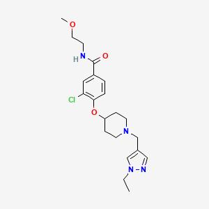 molecular formula C21H29ClN4O3 B4955927 3-chloro-4-({1-[(1-ethyl-1H-pyrazol-4-yl)methyl]-4-piperidinyl}oxy)-N-(2-methoxyethyl)benzamide 