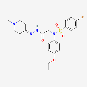 molecular formula C22H27BrN4O4S B4955938 4-bromo-N-(4-ethoxyphenyl)-N-{2-[2-(1-methyl-4-piperidinylidene)hydrazino]-2-oxoethyl}benzenesulfonamide 