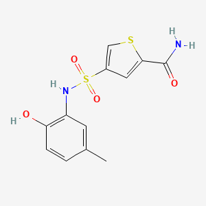molecular formula C12H12N2O4S2 B4955969 4-{[(2-hydroxy-5-methylphenyl)amino]sulfonyl}-2-thiophenecarboxamide 