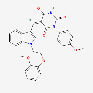molecular formula C29H25N3O6 B4955982 5-({1-[2-(2-methoxyphenoxy)ethyl]-1H-indol-3-yl}methylene)-1-(4-methoxyphenyl)-2,4,6(1H,3H,5H)-pyrimidinetrione 