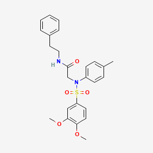 molecular formula C25H28N2O5S B4955989 N~2~-[(3,4-dimethoxyphenyl)sulfonyl]-N~2~-(4-methylphenyl)-N~1~-(2-phenylethyl)glycinamide 