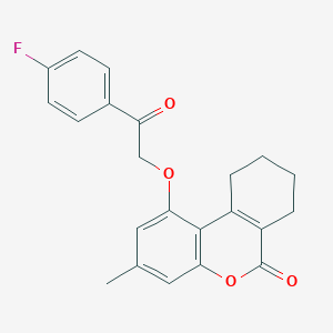 molecular formula C22H19FO4 B4956045 1-[2-(4-氟苯基)-2-氧代乙氧基]-3-甲基-7,8,9,10-四氢-6H-苯并[c]色满-6-酮 
