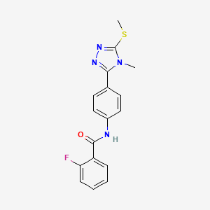 molecular formula C17H15FN4OS B4956074 2-fluoro-N-{4-[4-methyl-5-(methylthio)-4H-1,2,4-triazol-3-yl]phenyl}benzamide 