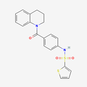 molecular formula C20H18N2O3S2 B4956096 N-[4-(3,4-dihydro-1(2H)-quinolinylcarbonyl)phenyl]-2-thiophenesulfonamide 
