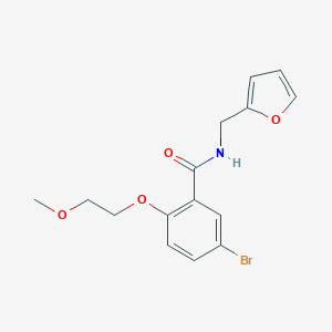 molecular formula C15H16BrNO4 B495610 5-bromo-N-(2-furylmethyl)-2-(2-methoxyethoxy)benzamide 