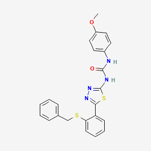 molecular formula C23H20N4O2S2 B4956100 N-{5-[2-(benzylthio)phenyl]-1,3,4-thiadiazol-2-yl}-N'-(4-methoxyphenyl)urea 