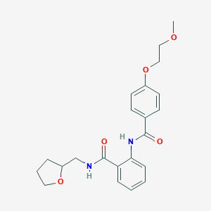 molecular formula C22H26N2O5 B495615 2-{[4-(2-methoxyethoxy)benzoyl]amino}-N-(tetrahydro-2-furanylmethyl)benzamide 