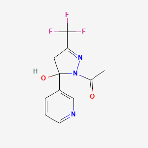 molecular formula C11H10F3N3O2 B4956194 1-acetyl-5-(3-pyridinyl)-3-(trifluoromethyl)-4,5-dihydro-1H-pyrazol-5-ol 