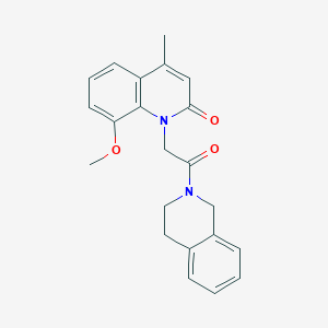 molecular formula C22H22N2O3 B4956242 1-[2-(3,4-dihydro-2(1H)-isoquinolinyl)-2-oxoethyl]-8-methoxy-4-methyl-2(1H)-quinolinone 