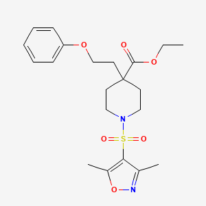 molecular formula C21H28N2O6S B4956262 ethyl 1-[(3,5-dimethyl-4-isoxazolyl)sulfonyl]-4-(2-phenoxyethyl)-4-piperidinecarboxylate 