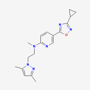 molecular formula C18H22N6O B4956268 5-(3-cyclopropyl-1,2,4-oxadiazol-5-yl)-N-[2-(3,5-dimethyl-1H-pyrazol-1-yl)ethyl]-N-methyl-2-pyridinamine 