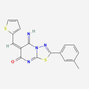 5-imino-2-(3-methylphenyl)-6-(2-thienylmethylene)-5,6-dihydro-7H-[1,3,4]thiadiazolo[3,2-a]pyrimidin-7-one
