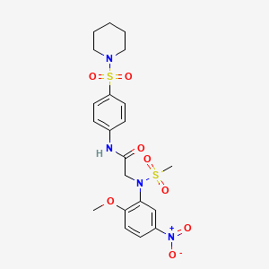 molecular formula C21H26N4O8S2 B4956294 N~2~-(2-methoxy-5-nitrophenyl)-N~2~-(methylsulfonyl)-N~1~-[4-(1-piperidinylsulfonyl)phenyl]glycinamide 