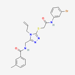 molecular formula C22H22BrN5O2S B4956300 N-{[4-allyl-5-({2-[(3-bromophenyl)amino]-2-oxoethyl}thio)-4H-1,2,4-triazol-3-yl]methyl}-3-methylbenzamide 