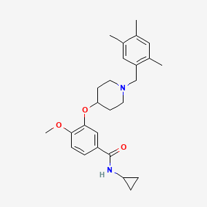 molecular formula C26H34N2O3 B4956317 N-cyclopropyl-4-methoxy-3-{[1-(2,4,5-trimethylbenzyl)-4-piperidinyl]oxy}benzamide 