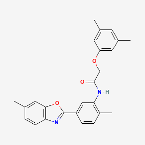 2-(3,5-dimethylphenoxy)-N-[2-methyl-5-(6-methyl-1,3-benzoxazol-2-yl)phenyl]acetamide