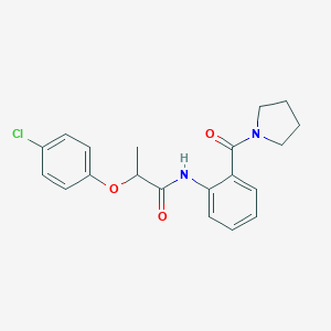 molecular formula C20H21ClN2O3 B495639 2-(4-chlorophenoxy)-N-[2-(1-pyrrolidinylcarbonyl)phenyl]propanamide 