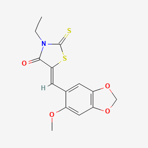 molecular formula C14H13NO4S2 B4956391 3-ethyl-5-[(6-methoxy-1,3-benzodioxol-5-yl)methylene]-2-thioxo-1,3-thiazolidin-4-one 