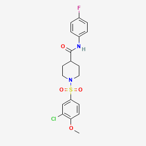 molecular formula C19H20ClFN2O4S B4956470 1-[(3-chloro-4-methoxyphenyl)sulfonyl]-N-(4-fluorophenyl)-4-piperidinecarboxamide 