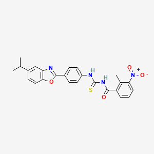 molecular formula C25H22N4O4S B4956478 N-({[4-(5-isopropyl-1,3-benzoxazol-2-yl)phenyl]amino}carbonothioyl)-2-methyl-3-nitrobenzamide 