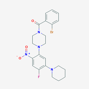 molecular formula C22H24BrFN4O3 B4956530 1-(2-bromobenzoyl)-4-[4-fluoro-2-nitro-5-(1-piperidinyl)phenyl]piperazine 